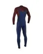 Traje de neopreno con cremallera en el pecho O'Neill Hyperfreak 5/4 Plus azul marino y granate para hombre posterior