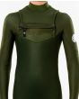 Traje de surf de neopreno con cremallera en el pecho Rip Curl Dawn Patrol 5/3mm para niño en color verde pecho