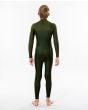 Traje de surf de neopreno con cremallera en el pecho Rip Curl Dawn Patrol 5/3mm niño en color verde posterior