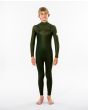 Traje de surf de neopreno con cremallera en el pecho Rip Curl Dawn Patrol 5/3mm para niño en color verde