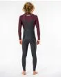 Hombre con traje de surf con cremallera en el pecho Rip Curl 5/3mm Dawn Patrol WIne Granate posterior