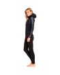 Traje de Neopreno Roxy 5/4/3mm Syncro Plus xon cremallera en el pecho y capucha negro para mujer izquierda