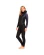 Traje de Neopreno Roxy 5/4/3mm Syncro Plus xon cremallera en el pecho y capucha negro para mujer lateral