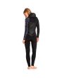 Traje de Neopreno Roxy 5/4/3mm Syncro Plus xon cremallera en el pecho y capucha negro para mujer posterior