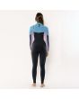 Traje de Surf de neopreno con cremallera en el pecho Sisstrevolution Seven Seas 4/3mm Full para mujer en color azul celeste y negro posterior