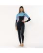 Traje de Surf de neopreno con cremallera en el pecho Sisstrevolution Seven Seas 4/3mm Full para mujer en color azul celeste y negro