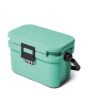 Nevera portátil rígida Yeti Roadie 8 Verde Seafoam cierre y asa de transporte