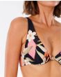 Top de Bikini Rip Curl North Shore negro para mujer detalle