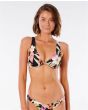 Top de Bikini Rip Curl North Shore negro para mujer frontal