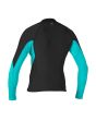 Chaquetilla de neopreno O'Neill Reactor 2 1.5mm con cremallera frontal para mujer color negro y aguamarina posterior