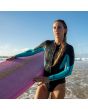 Mujer con Chaqueta de neopreno O'Neill Reactor 2 1.5mm con cremallera frontal en color negro y aguamarina