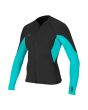 Chaquetilla de neopreno O'Neill Reactor 2 1.5mm con cremallera frontal para mujer color negro y aguamarina
