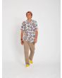 Camisa de manga corta para hombre Volcom Ozzy Sun SS azul con soles frontal modelo