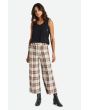 Mujer con Pantalón de pierna ancha Brixton Victory Wide Leg Blanco con cuadros marrones frontal