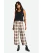 Mujer con Pantalón de pierna ancha Brixton Victory Wide Leg Blanco con cuadros marrones frontal 