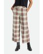 Mujer con Pantalón de pierna ancha Brixton Victory Wide Leg Blanco con cuadros marrones
