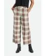 Mujer con Pantalón de pierna ancha Brixton Victory Wide Leg Blanco con cuadros marrones