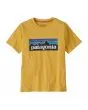 Camiseta amarilla Patagonia Kids P-6 Logo para niño/a con logo frontal y algodón orgánico regenerativo