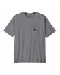 Camiseta de manga corta gris Patagonia Chouinard Crest Pocket Tee para hombre con gráfico de montaña y bolsillo 