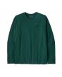 Camiseta de manga larga Patagonia Men's LS P-6 Logo Responsibili-Tee verde cascada para hombre frontal