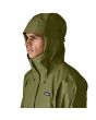 Hombre con chaqueta impermeable plegable Patagonia Torrentshell Verde Alcaparra capucha con visera laminada