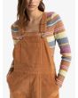 Mujer con Peto de pana Roxy Trailblazer Overall Camel bolsillos