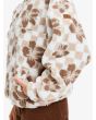 Mujer con Forro polar con media cremallera Roxy Jive Talking Bonded Blanco con estampado a cuadros y flores marrones bolsillo