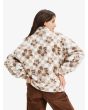Mujer con Forro polar con media cremallera Roxy Jive Talking Bonded Blanco con estampado a cuadros y flores marrones posterior