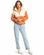 Mujer con Polar de media cremallera Billabong Time Off blanco frontal