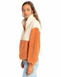 Mujer con Polar de media cremallera Billabong Time Off blanco lateral