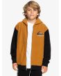 Niño con Sudadera polar de capucha y cremallera Quiksilver Youth Essential Marrón abierta