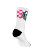 Calcetines Powell Peralta Ripper checker blancos con detalles azul y rosa para hombre talón