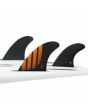 Quillas para tabla de surf Futures P6 Alpha Series color Carbón y Naranja Thruster Set Up Talla M