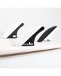 Quillas para tabla de surf FCS II Mick Fanning Performance Core Tri-fins blancas y negras talla L set