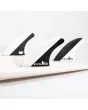 Quillas para tabla de surf FCS II Mick Fanning Performance Core Tri-fins blancas y negras talla L set