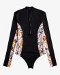 Licra de manga larga Billabong Surf Capsule UPF 50+ negra floral para mujer posterior