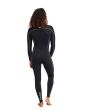 Mujer con Traje de surf Roxy 4/3 Elite Xtra Stretch con cremallera en el pecho color negro posterior