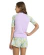 Niña con camiseta de protección solar UPF 50 Roxy Active Verde y Malva posterior