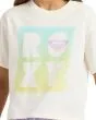 Niña con camiseta de manga corta Roxy Daisyloose Beach blanca serigrafía frontal