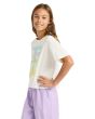 Niña con camiseta de manga corta Roxy Daisyloose Beach blanca lateral