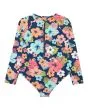 Licra de protección solar tipo bañador Roxy Morning Flower Onesie azul floral para niña 2-7 años cremallera trasera