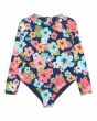 Licra de protección solar tipo bañador Roxy Morning Flower Onesie azul floral para niña 2-7 años