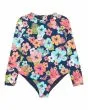 Licra de protección solar tipo bañador Roxy Morning Flower Onesie azul floral para niña 2-7 años