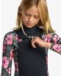 Niña con Traje de Surf con cremallera en el pecho Roxy 4/3mm Swell Natural Electric Pink Chest Zip