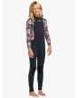 Niña con Traje de Surf con cremallera en el pecho Roxy 4/3mm Swell Natural Electric Pink lateral