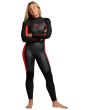 Mujer con Roxy Icon Collection 3/2mm traje de surf con cremallera en la espalda color negro y rojo Flame