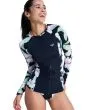 Mujer con Roxy licra surf LS Zip negra antracita floral