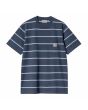 Camiseta de manga corta con bolsillo Carhartt WIP Aiken Pocket Aiken Stripe Dusky Blue para hombre