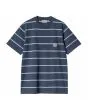 Camiseta de manga corta con bolsillo Carhartt WIP Aiken Pocket Aiken Stripe Dusky Blue para hombre