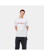 Hombre con camiseta de manga corta Carhartt WIP Script gris logo rojo
